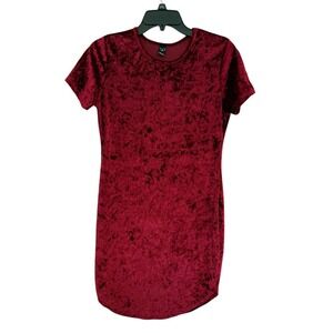 Windsor Crushed Red Velvet Short Sleeve Bodycon Mini Dress Size Medium
